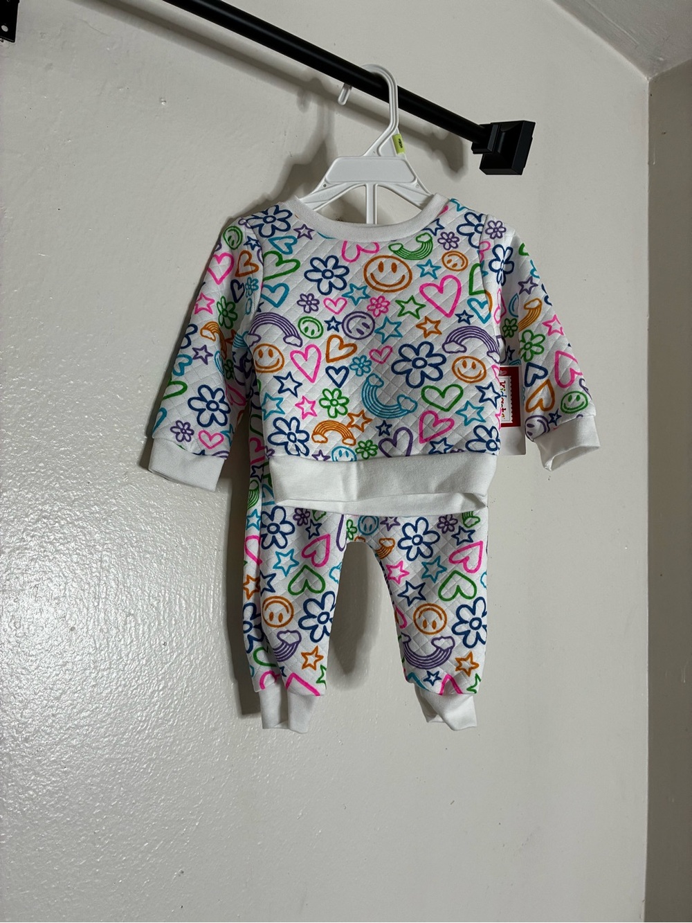 3-6M Kidgets Colorful Smiley & Hearts Baby Two-Piece Set